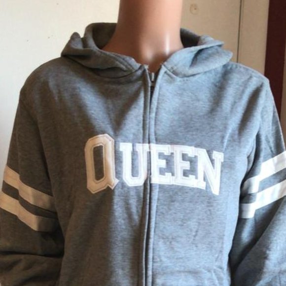 Women's Full Zip Hoodie Jacket Top Grey - Picture 4 of 4